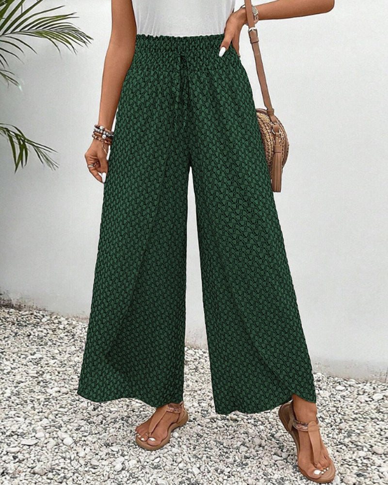 Women's Wide-Leg Trousers with High Waistband | Perfect for Autumn - Green