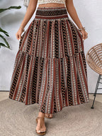 Women's Summer Skirt, A-Line – Chiffon with Floral Print - Print F