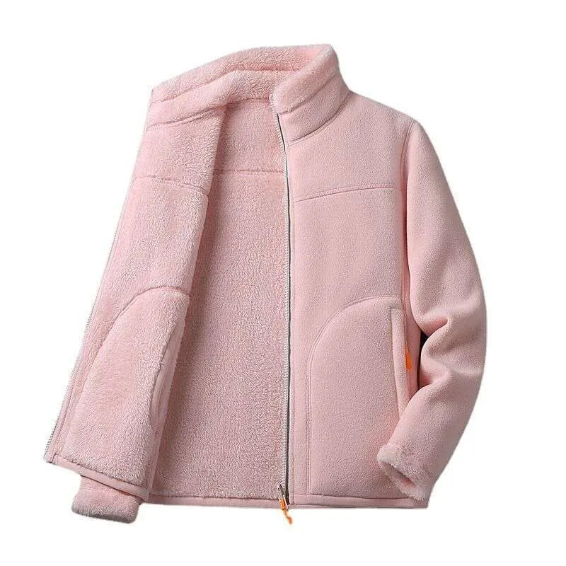 Women's Fashion Solid Color Warm Jacket, Autumn/Winter Comfortable Reversible Jacket