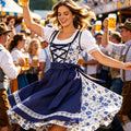 Dirndl Set Damen Oktoberfest Trachtenkleid | Bayerisches Dirndl mit Blumenmuster | Dirndl Set, Wiesn Kleid, festlich