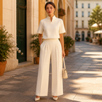 Damen Stehkragen Minimalistische Strukturierte Bluse | Leichte Bluse