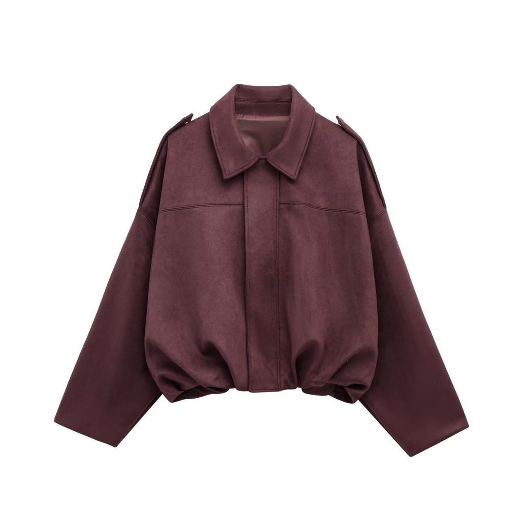 Chaqueta bomber corta y oversize con cremallera para mujer