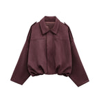 Chaqueta bomber corta y oversize con cremallera para mujer