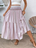 Women's Summer Skirt, A-Line – Chiffon with Floral Print - Print G
