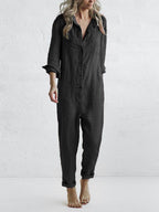 Cozy Jumpsuit with Wide Cut | Perfect for Autumn - Black