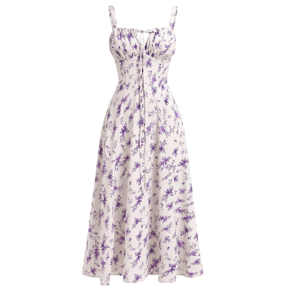 Boho Floral Split Summer Dress – Lightweight Vintage for Women