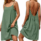 Backless Midi Summer Dress – Lightweight Strappy for Women