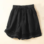 Women's Drawstring Waist Lace Trim Shorts