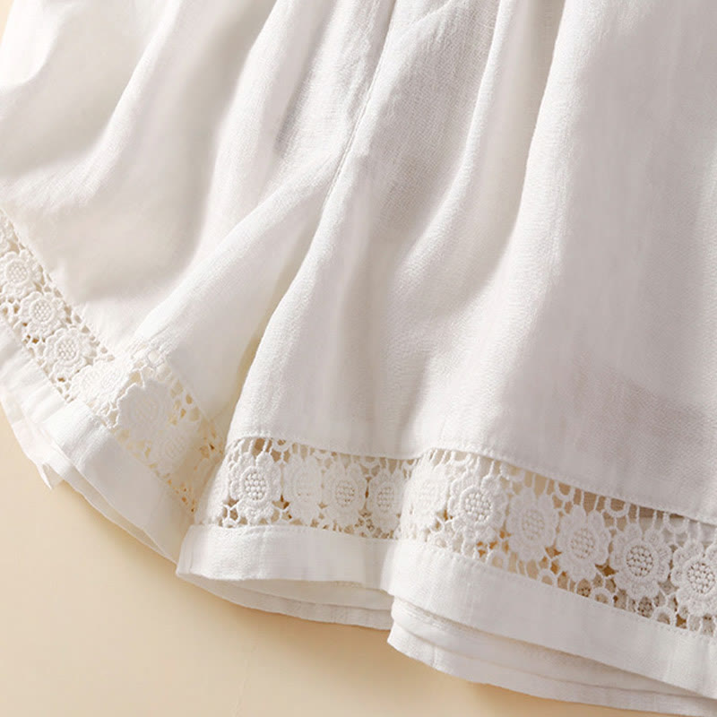 Women's Drawstring Waist Lace Trim Shorts