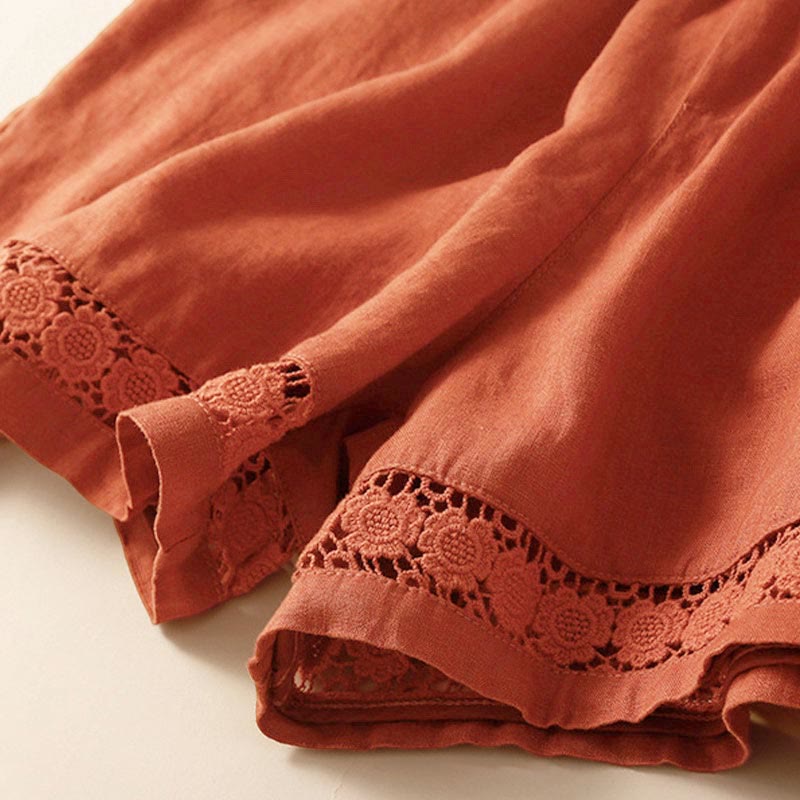 Women's Drawstring Waist Lace Trim Shorts