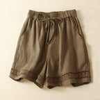 Women's Drawstring Waist Lace Trim Shorts