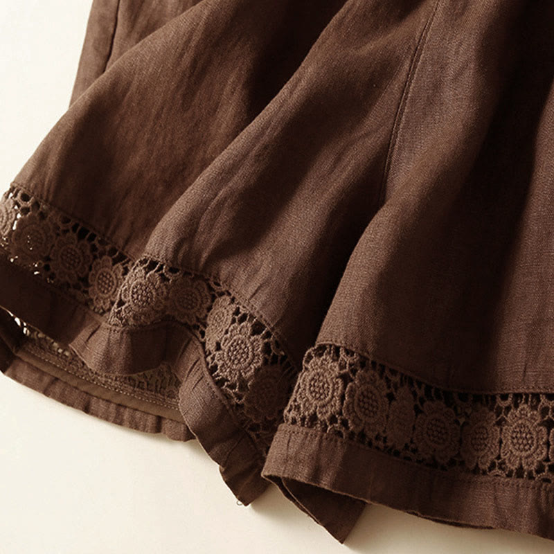 Women's Drawstring Waist Lace Trim Shorts