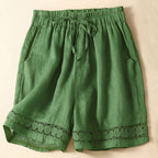 Women's Drawstring Waist Lace Trim Shorts