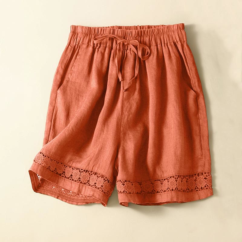 Women's Drawstring Waist Lace Trim Shorts