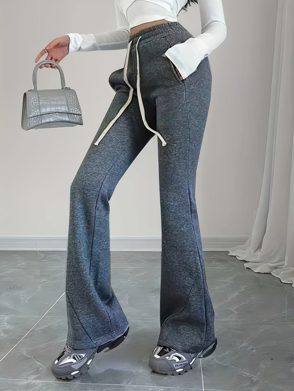 Women's High-Waist Flared Trousers