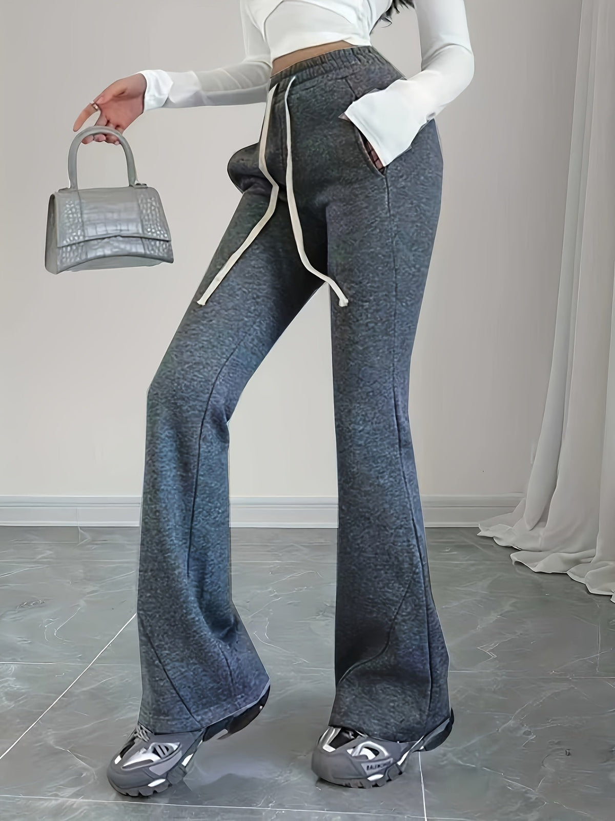 Women's High-Waist Flared Trousers