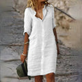 Women's Summer Dress, Sleeveless, with Flowing Silhouette and Feminine Fit - White