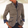 Women's Autumn Jacket, Solid Color with Long Sleeves - Light Brown