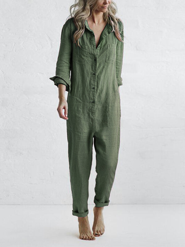 Cozy Jumpsuit with Wide Cut | Perfect for Autumn - Green