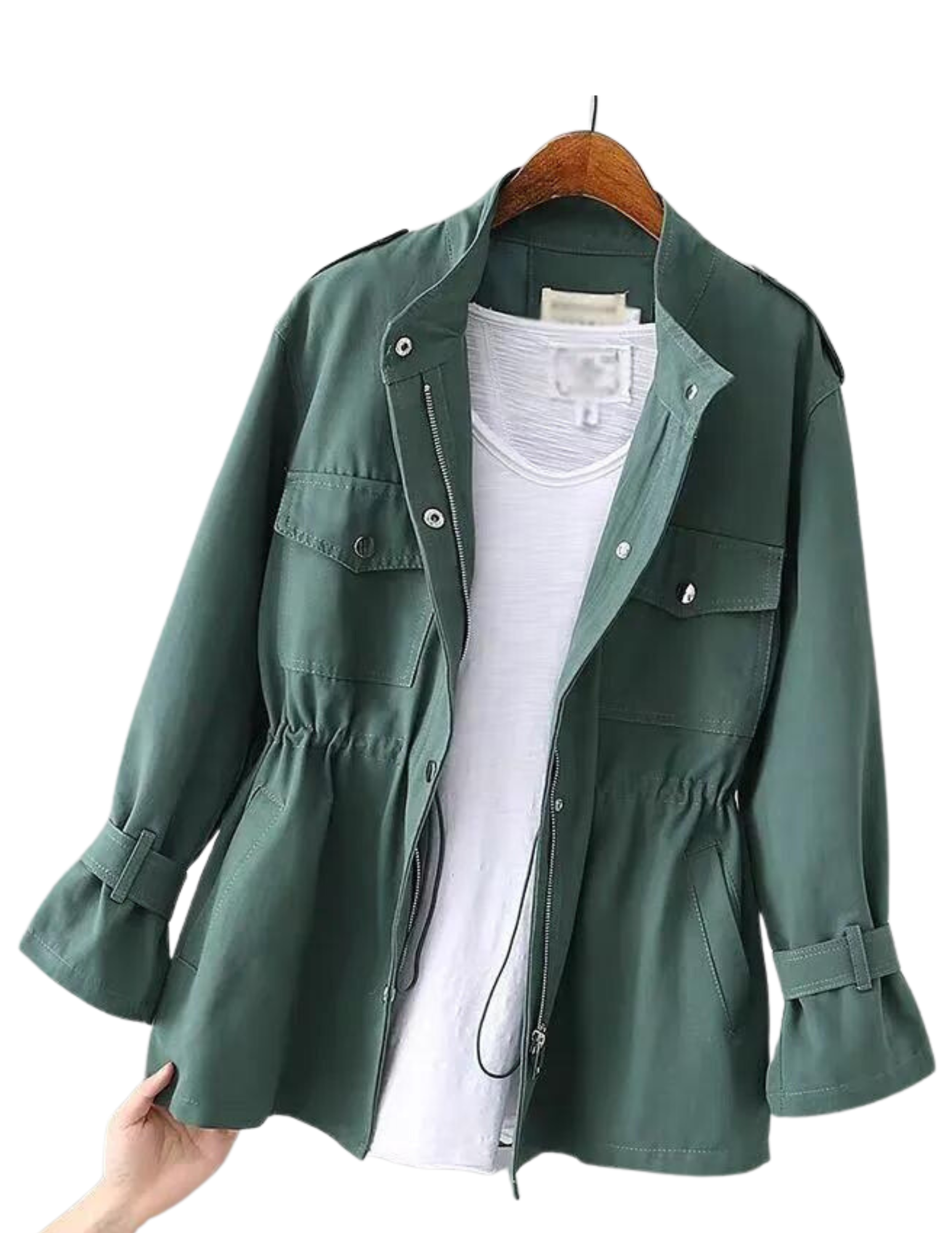 Utility-Jacke für Damen mit Reißverschluss und Taschen