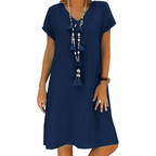 Linen Midi Summer Dress – Lightweight Backless for Women