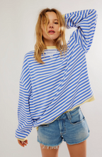 Striped Knit Sweater | Perfect for Autumn - Light Blue