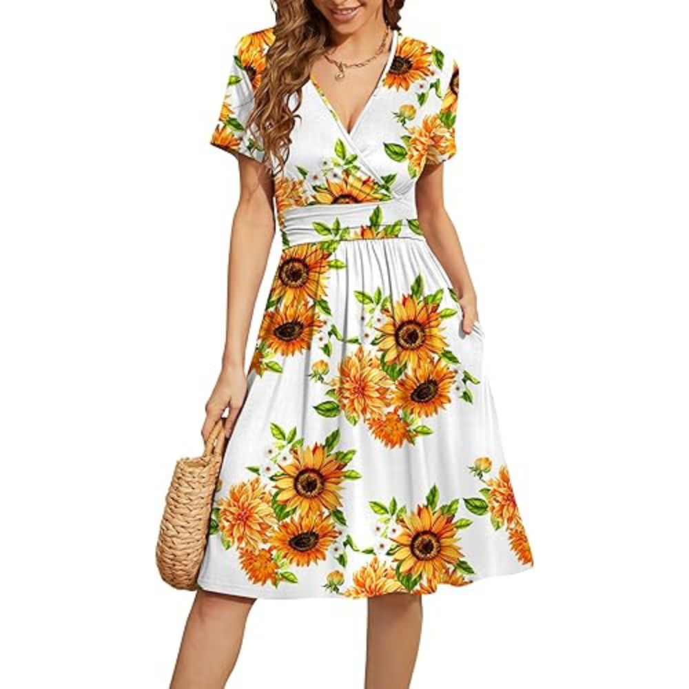 Floral V-Neck Summer Dress – Lightweight Party for Women