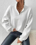 Women's Autumn Knit Sweater, Modern Cut with Long Sleeves and Versatile Fit - White