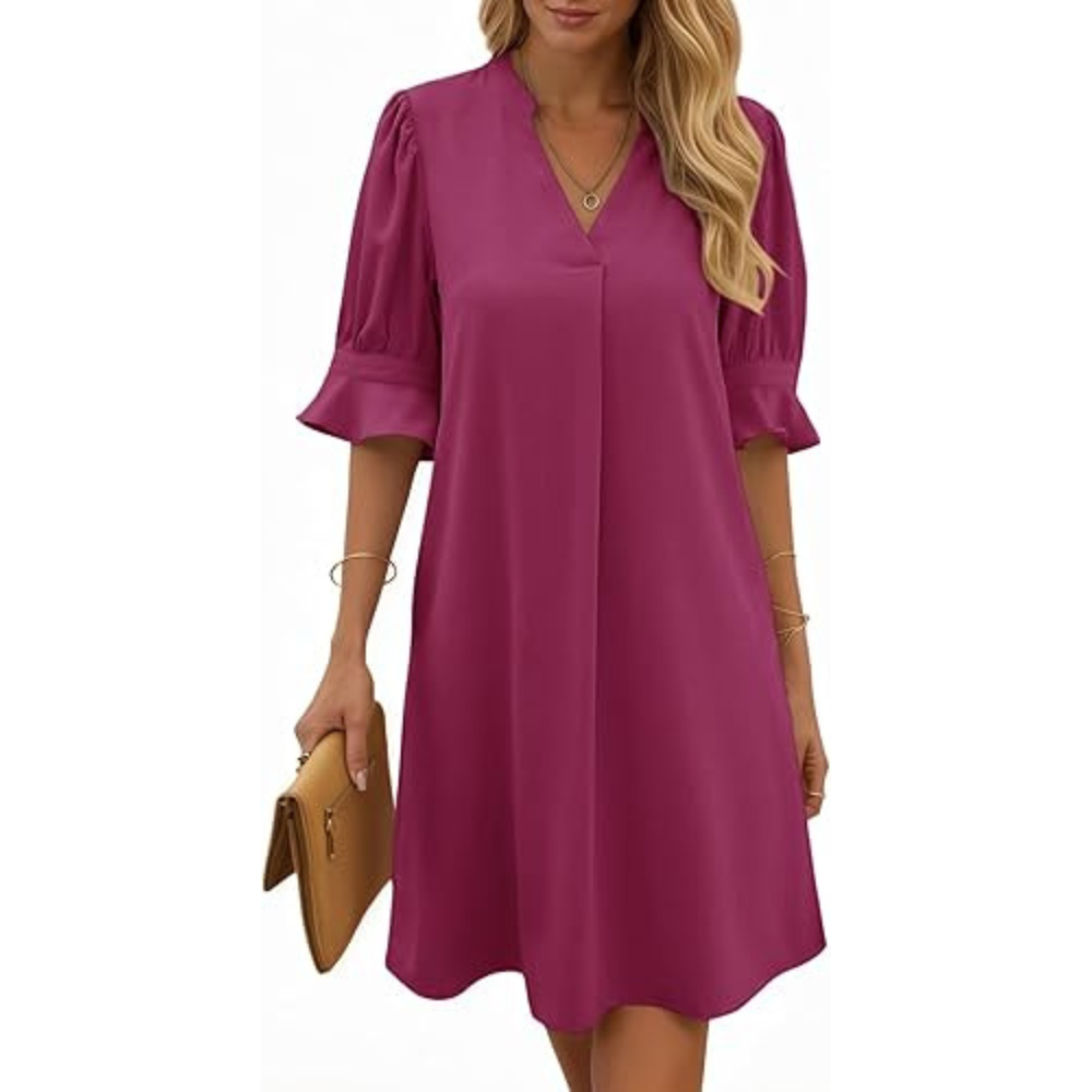 V-Neck Midi Summer Dress – Lightweight for Women