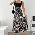 Women's Summer Skirt, Zebra Print, High Waist, A-Line with Airy Fit