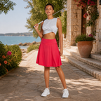 Damen Sommer-Skort mit UPF50+, hoher Taille, Faltenrock, integriertem Futter und Taschen | Freizeit-Sportrock