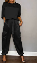 Kamila - Stylish Two-Piece Summer Set - Black