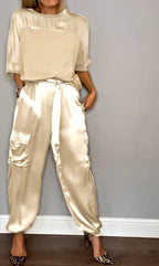 Kamila - Stylish Two-Piece Summer Set - Apricot