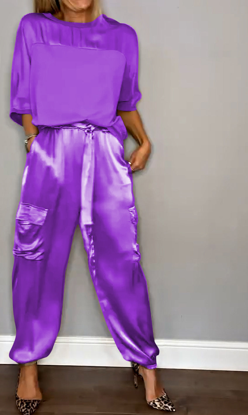 Kamila - Stylish Two-Piece Summer Set - Purple
