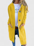 Women's Long Button Cardigan with Deep Front Pockets