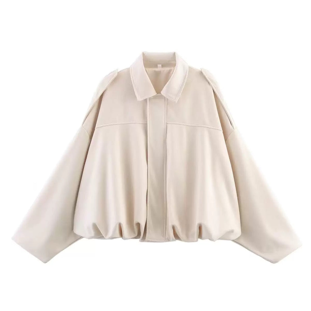 Chaqueta bomber corta y oversize con cremallera para mujer