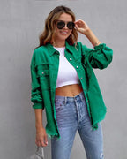 Frühlingsjacke | Moderne Damenjacke aus Denim mit rohen Kanten