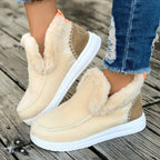Women's Winter Fleece Ankle Boots, Warm Snow Boots with Anti Slip Sole