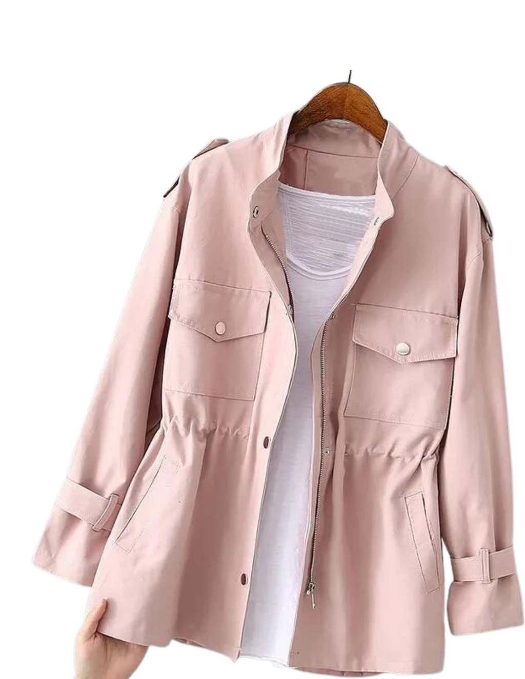 Utility-Jacke für Damen mit Reißverschluss und Taschen