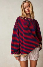 Striped Knit Sweater | Perfect for Autumn - Black & Red