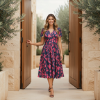 Floral Midi Wrap Summer Dress – Lightweight for Women