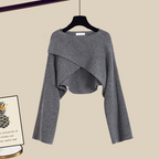Conjunto de 3 piezas para mujer | Pantalones de pierna ancha con camisa y top
