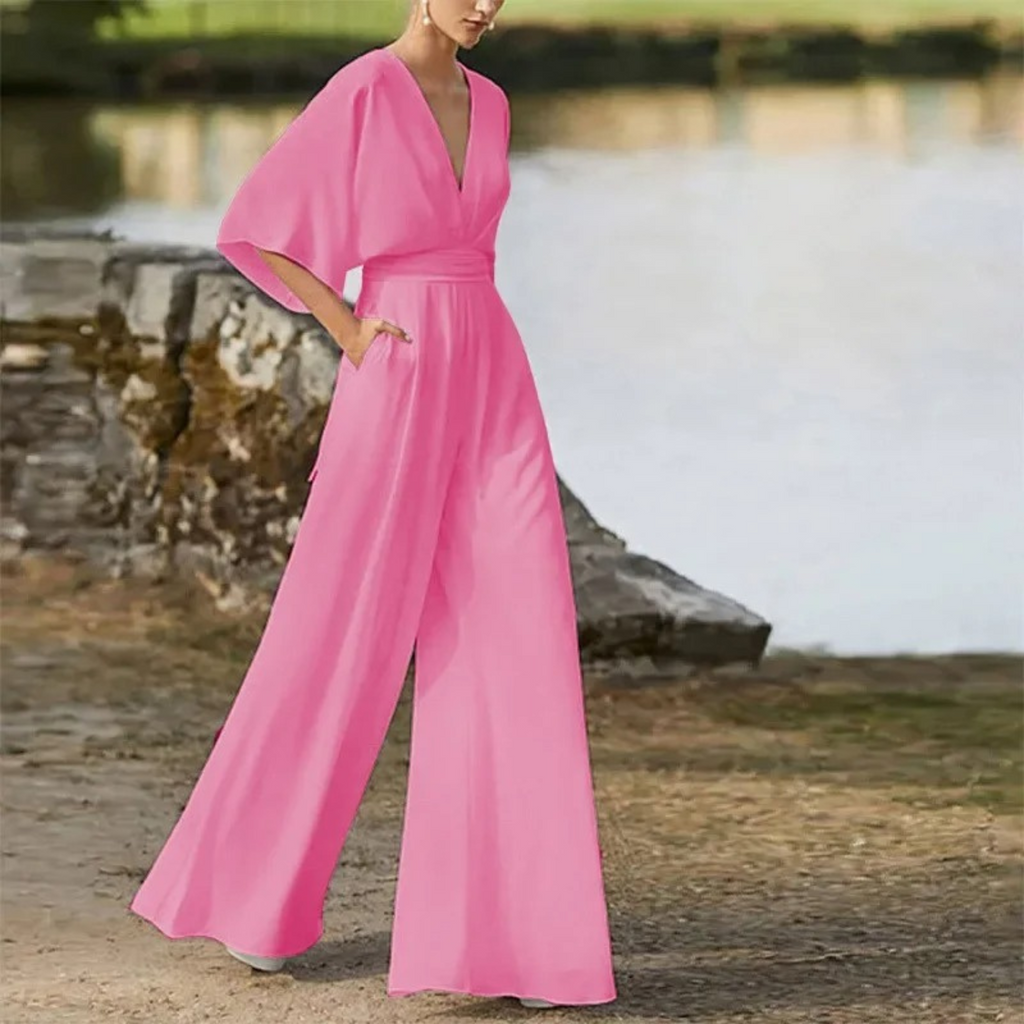 Sleeveless Jumpsuit with Wide Leg & Flowing Fit – Perfect for Spring and Summer - Pink