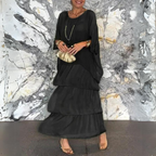 Women's Summer Chiffon Dress, Long and Flowing, Elegant Floor-Length Fit - Black