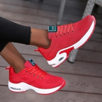 Women's Autumn Running Shoes with Cushioned Sole, Breathable Mesh and Lightweight Feel - Red