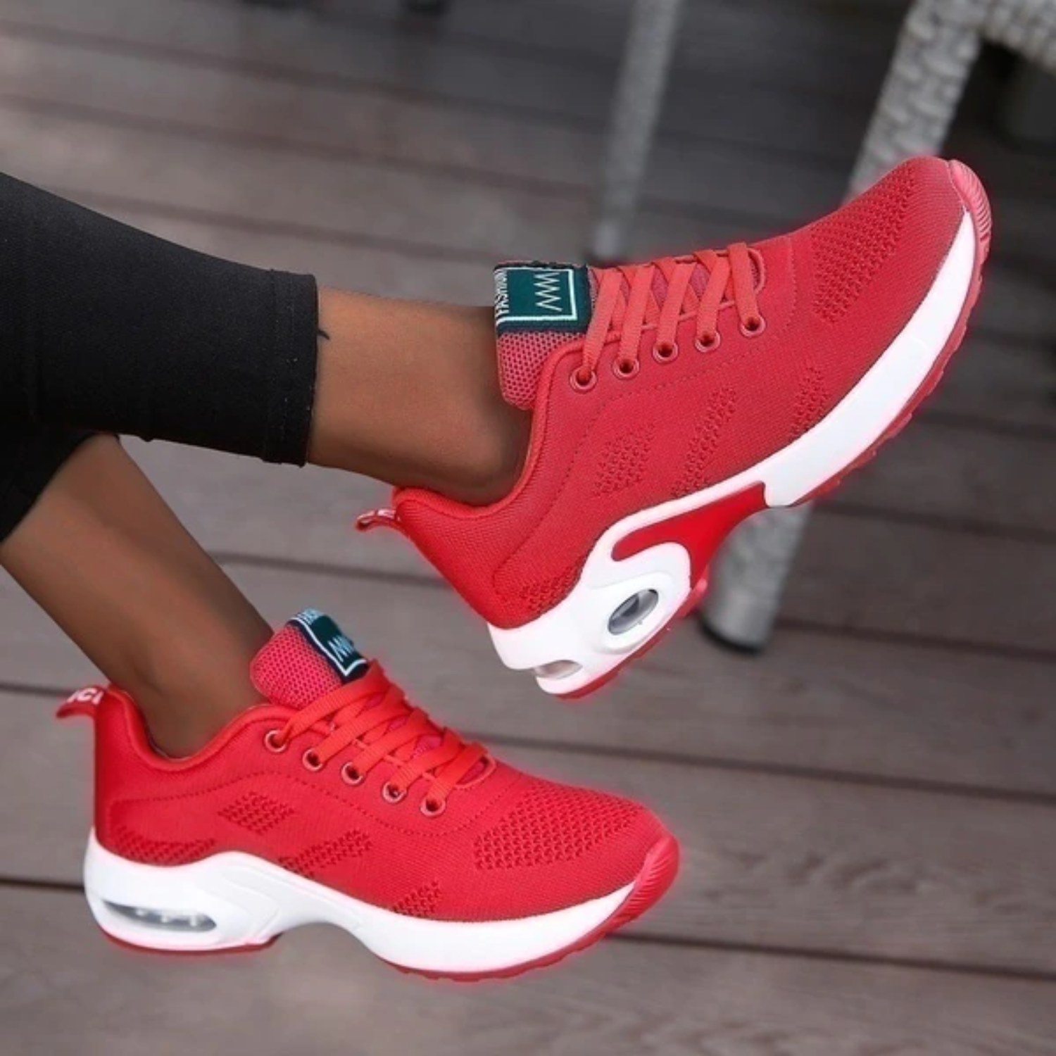 Women's Autumn Running Shoes with Cushioned Sole, Breathable Mesh and Lightweight Feel - Red