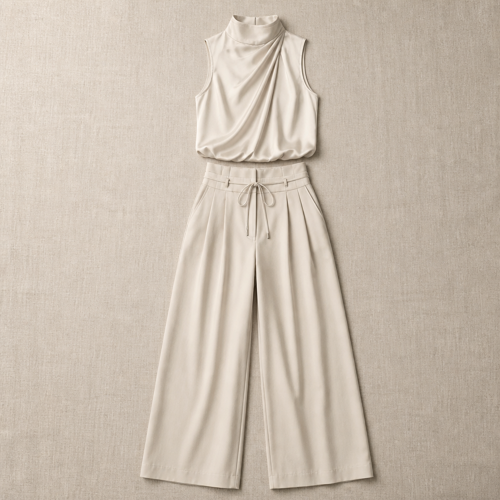 Silk Pleated Trouser Set - Unlock Effortless Elegance and All-Day Confidence