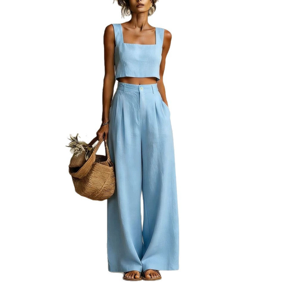 Women’s Flowy Top & Wide-Leg Palazzo Pants Set