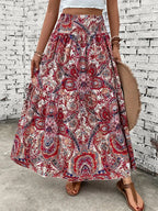 Women's Summer Skirt, A-Line – Chiffon with Floral Print - Print A