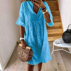 Airy Boho Dress with Lace Details | Perfect for Summer - Blue